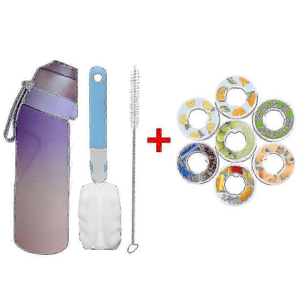 Smagstils Vandflaske Med 7 Smagspods Air Water Up Flaske Frostmat Sort 650ml Air Starter Up Sæt Vandkop Til Camping Sport Kr S China