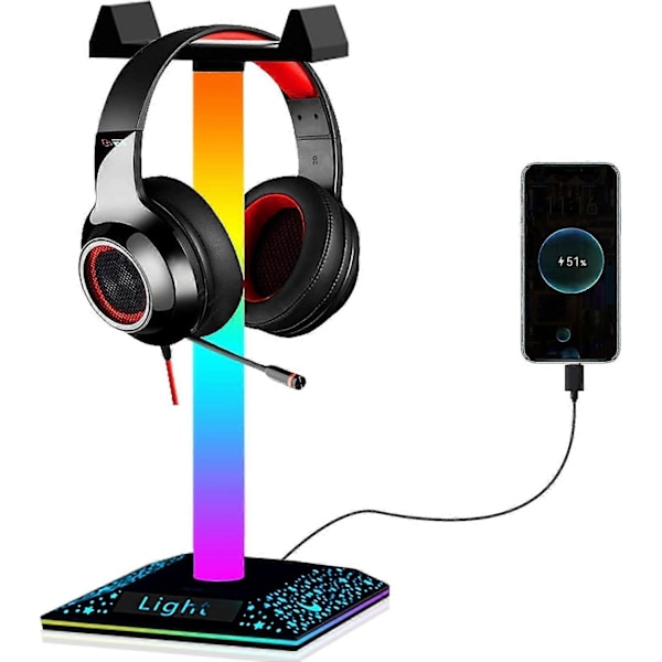 RGB Gaming Headset Lysestativ med USB Port RGB Lysestativ til PC Desktop Gaming Headset Tilbehør