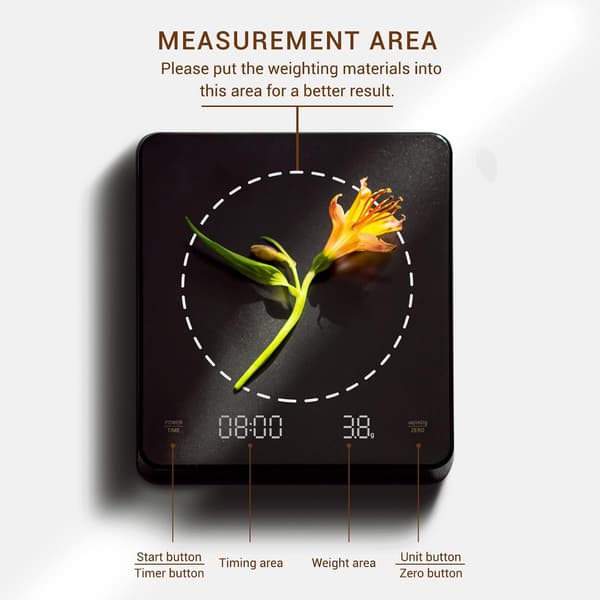 Digital Kaffevåg med Timer - Kaffevåg, Espresso-Våg, 3000 g (Svart)