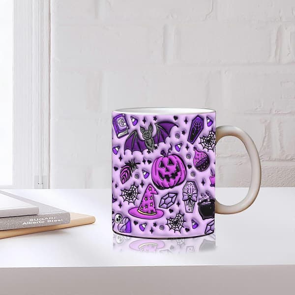 Ny läskig Halloween-kaffemugg Vattenmugg Halloween Pumpa D