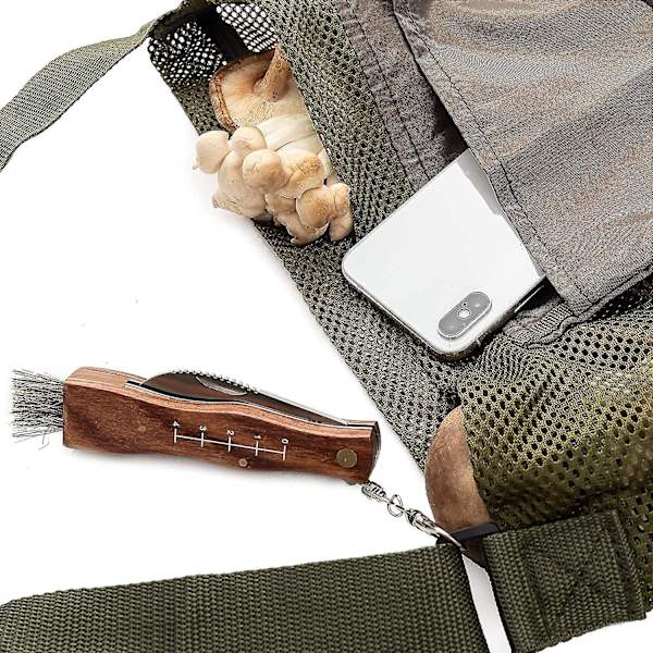 Svampejagt Foraging Taske, Mesh Pose Høsttaske Sammenklappelig Frugtindsamling Plukning Svampekurv Khaki