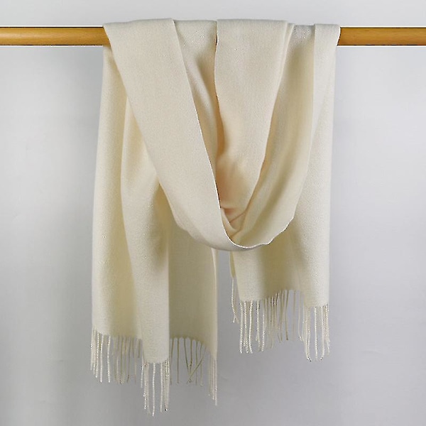 K Cashmir-Tofsar Dam Kepsår Halsduk Filt Wrap Sjal Stole Varm Mjuk Khaki