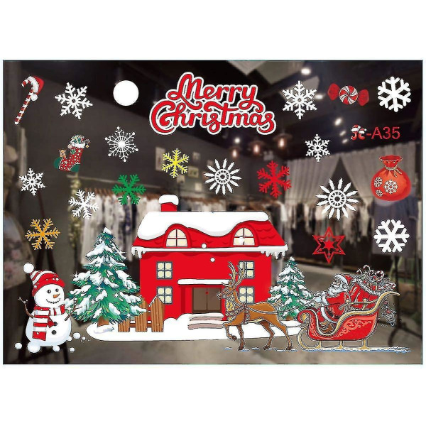 Christmas Window Sticker, Snowflakes Reindeer Santa Claus Sticker, Removable Static Christmas Pvc, Wall Stickers For Christmas Decoration And Home