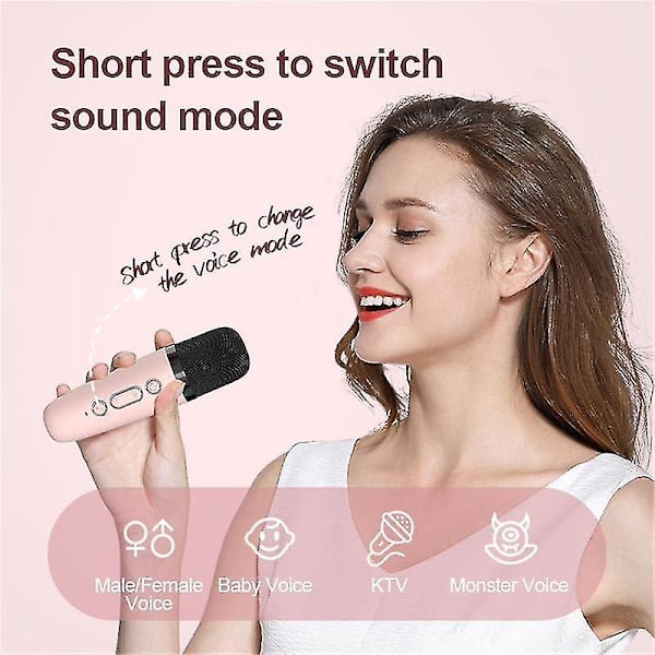 Mini Karaoke Maskine Til Børn Og Voksne, Alt-i-én Karaoke Maskine Med 2 Mikrofoner Pink