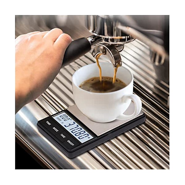 Pieni espressovaaka ajastuksella 1000g X 0.1g, kirkas taustavalaistu LCD-näyttö, 2 paristoa