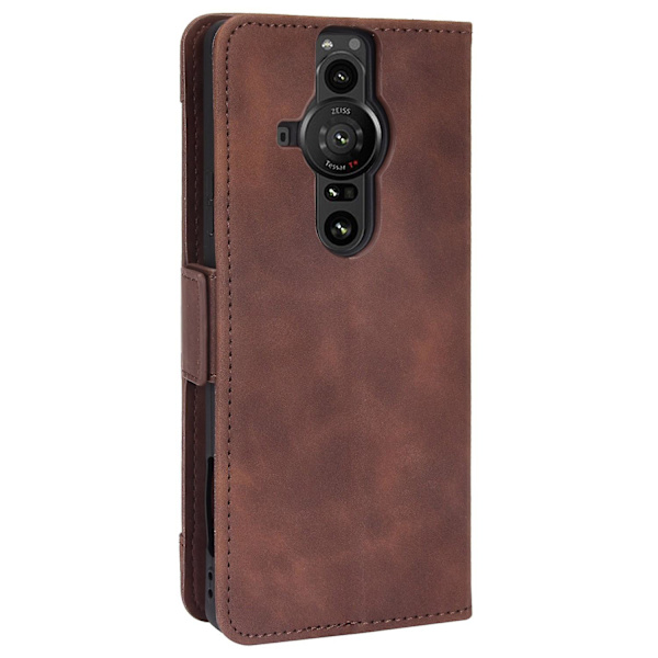 Sony Xperia Pro-i:lle pudotusta kestävä magneettikiinnitteinen läppäkotelo, useita korttipaikkoja, lompakkoteline, PU-nahkainen puhelinkotelo Brown
