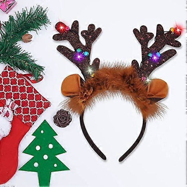 Kongque - 2 stk. Lysende Pandebånd med LED, Julepandebånd til Juletilbehør og Festfavoritter (One Size Fits All)