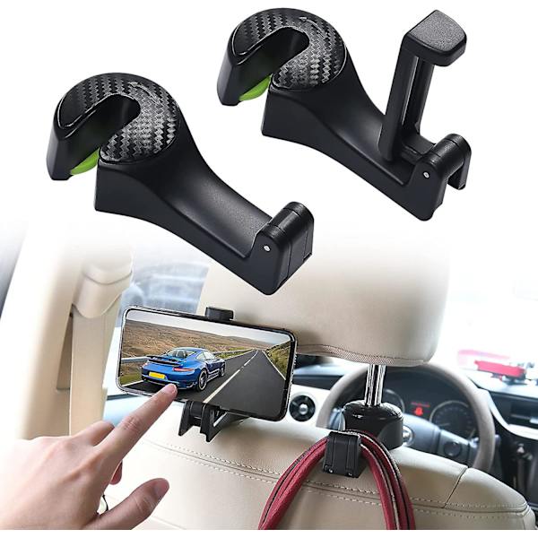 New Black Car Seat Back Double Hook Hanger Universal Handbag