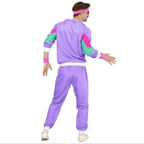 1980'er Jakke og bukser Dragt Træningsdragt Sportsjoggingdragt Kostume Fancy tøj Voksentøj Outfit Purple L