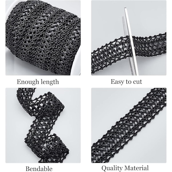 10 Yards Grimp Flätad Kantband - PU-Läder Vävd Kantband för DIY-Hantverk