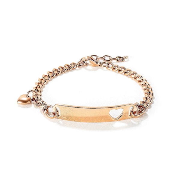 Rustfrit stål armbånd med indgraveret hult hjerte, rustfrit stål armbånd til kvinder rose gold
