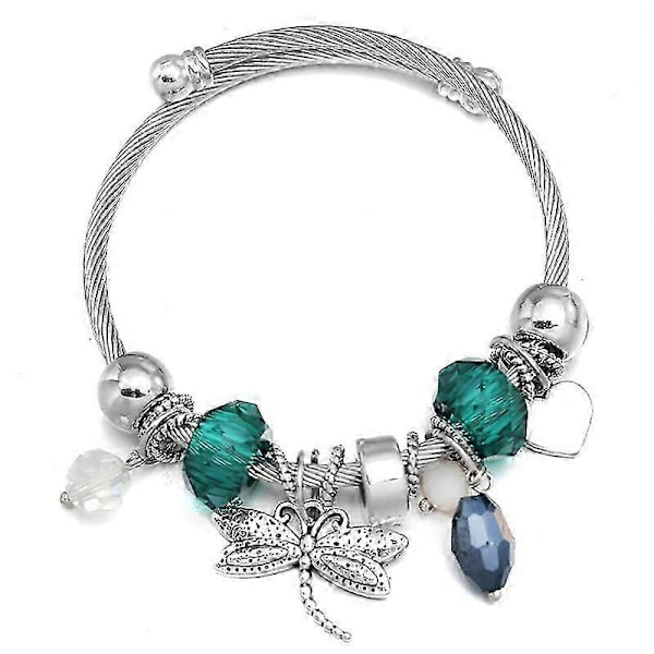 Uusi Dragonfly ruostumattomasta teräksestä valmistettu trendikäs helmikoristeinen rannekoru, 6 väriä, suljettavat rannekorut naisille, yksinkertaiset asusteet SILVER PLATED