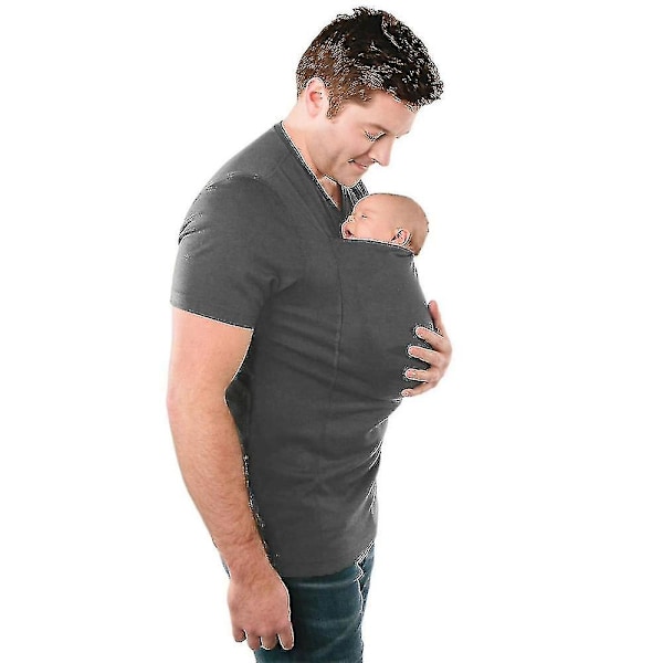 Kangaroo Dad T-shirt för män - Baby Carrier T-shirt Grey L