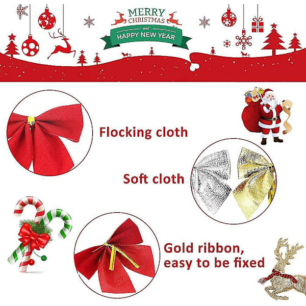 Christmas Ribbon Bows Ornaments Xmas Tree Bowknot Decoration