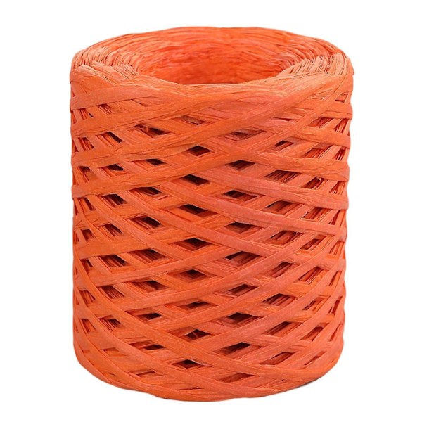 1 rulla paperinarua kierrätettävä DIY kirkas tekstuuri käsin neulottu kääre Raffia olki festivaalille Orange