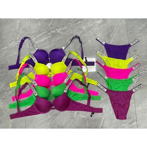 Ny Lingerie Damuppsättning - Het Spets, Sexig Push-Up BH, Hemlig BH-Set 75B Green