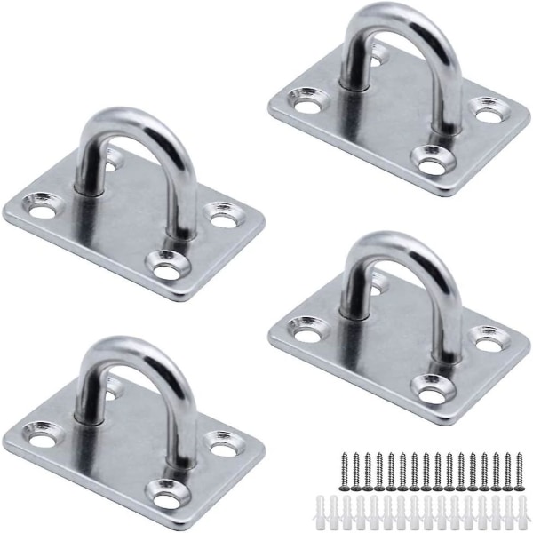 4 Pack Heavy Duty 304 Stainless Steel 4 Hole Eyelet Hooks For Boat, Yoga Rig, Training Strap, Swing, Hammock, Boxing, Punch Bag
