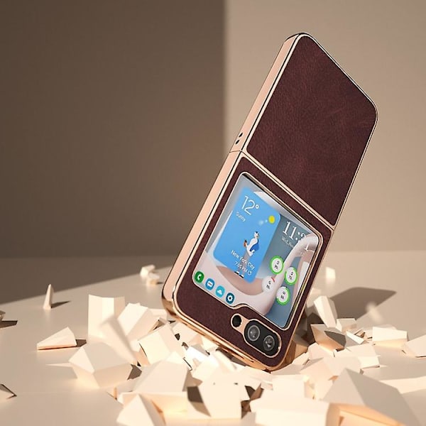 Nano-belagt PU-mobiltelefonetui med litchi-tekstur til Samsung Galaxy Z Flip5 Purple