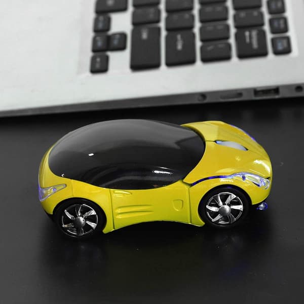 2.4G Trådlös Mus Cool Ferrari Optisk Bilmus (Gul)