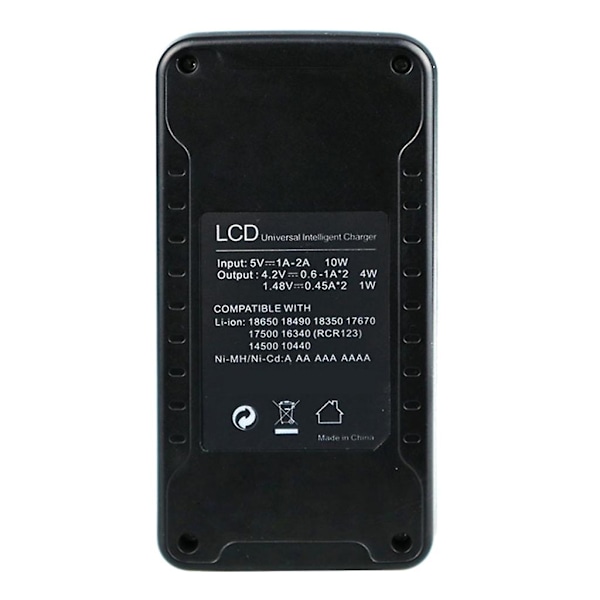 18650 26650 16340 Batterilader Intelligent LCD-indikator for A/AA/AAA/AAAA