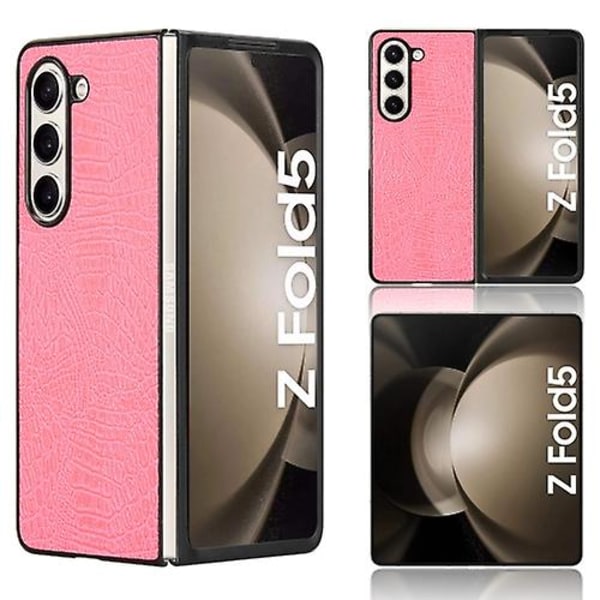 Til Samsung Galaxy Z Fold5 Krokodilleskindsmønstret Bagcover Mobiltelefonetui Pink