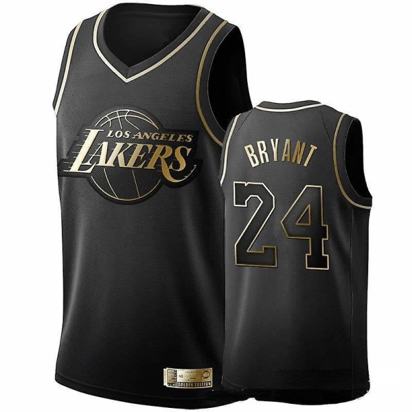 NBA 24# Kobe Bryant Jersey Black Gold Embroidered Jersey Set L