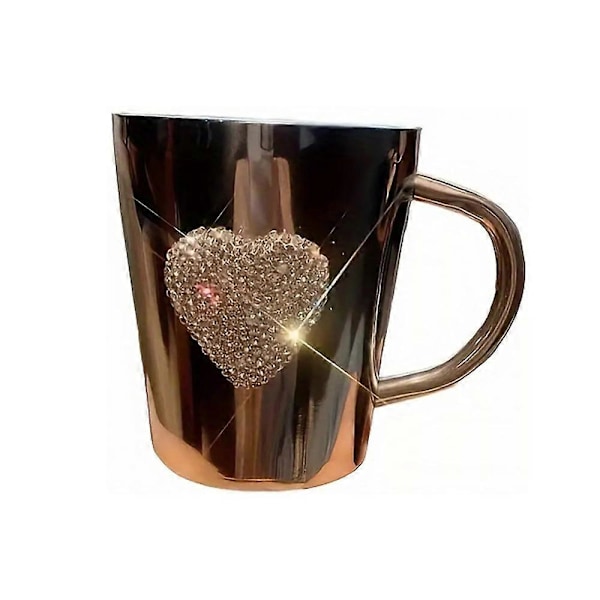 Hjerteformet Krystall Rhinestone Rustfritt Stål Kaffe- og Ølkrus