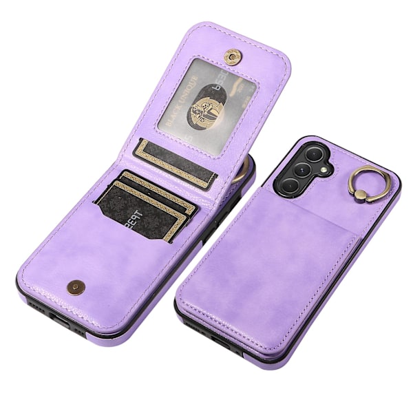 Korthållare Anti-fall Skal Pu Läder+tpu Skal Fodral För Samsung Galaxy A54 5g Purple