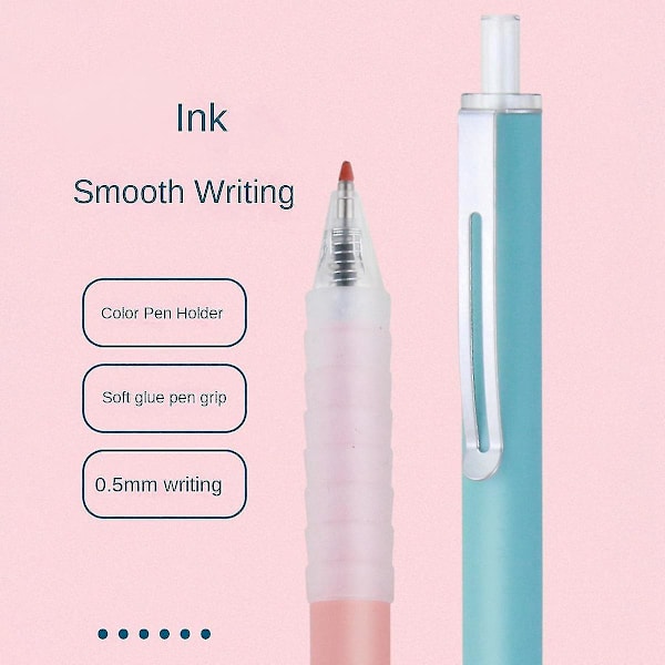 Kuglepenne 6 stk. Grip Pen - 0,5 mm sorte kuglepenne med blødt greb, sølvklips og sort blæk