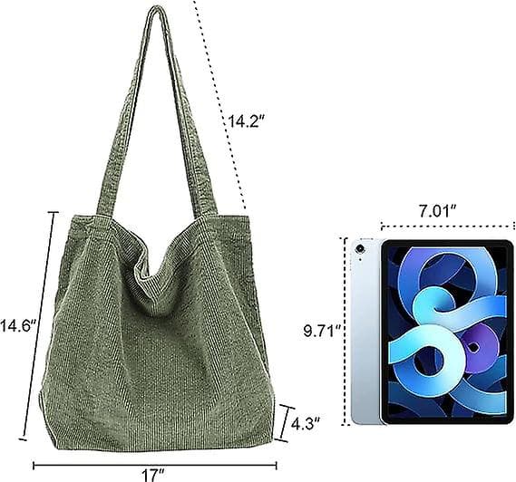 Kordväv Tote Bag för kvinnor flicka Canvas axelväskor söt stor handväska