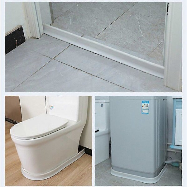 Silikon Duschvattenstopp Multifunktionell Böjbar Duschvattenbarriär Damm Flood Barrier Torr och Våtskillnad BlockerCraft Rörrengörare 80cm White