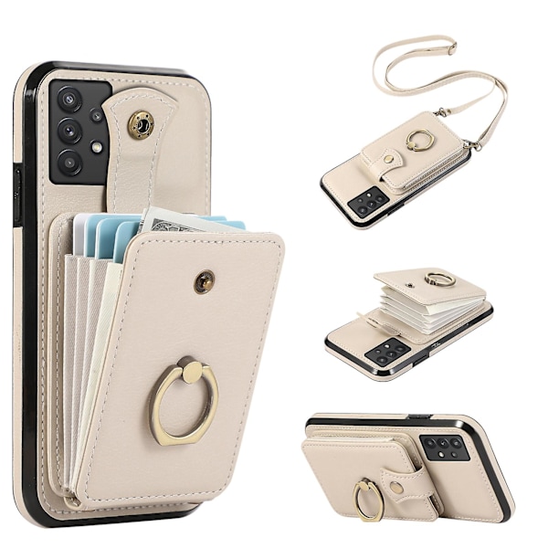 Samsung Galaxy A33 5g Fodral TPU+PU Läder Kortficka Stativ Baksida Beige