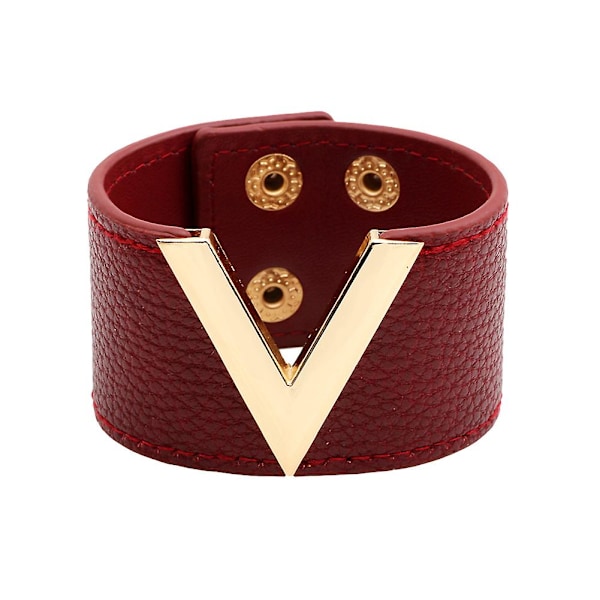 Kvinnor Bred V-formad Armband Bangle Armband Mode Knapp Fest Smycken Present Red
