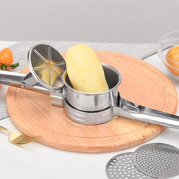 Potetpresse med 3 utskiftbare plater
