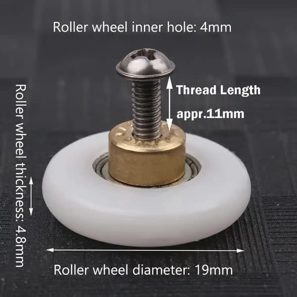 nye 4 dusjdørruller, reservedeler til dusjdørruller, 19 mm diameter, reservedeler til baderom