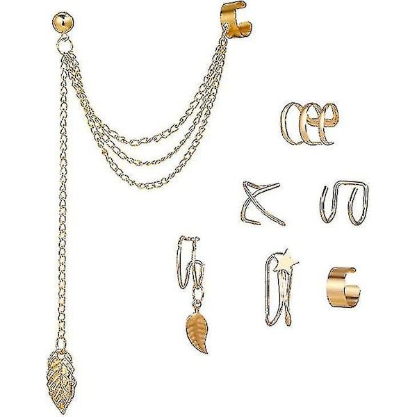 7 Par Örhängen Utan Piercing, Falska Brosk Cuffs, Söt Helix Örhänge Stud för Kvinnor