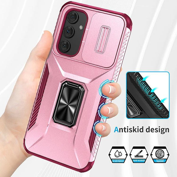 Samsung Galaxy A54 5g:lle liukuva kamerasuojallinen puhelimen kuori Pink * Rose Red