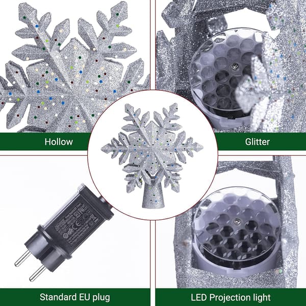 LED-snöflingsprojektor för julgranstopp, julgransdekoration