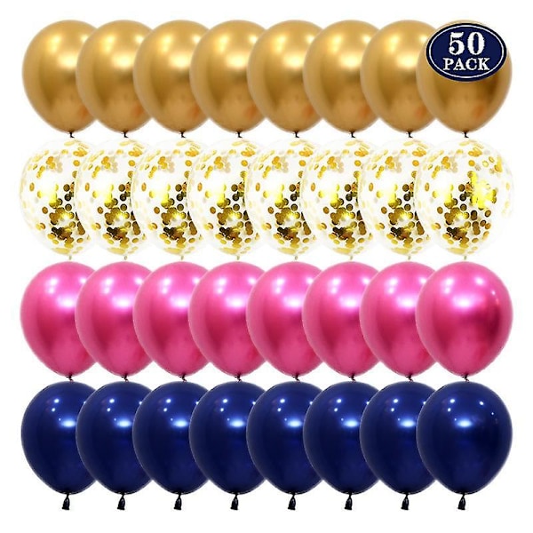 Party birthday celebration balloons decorations 50pcs blue gold white