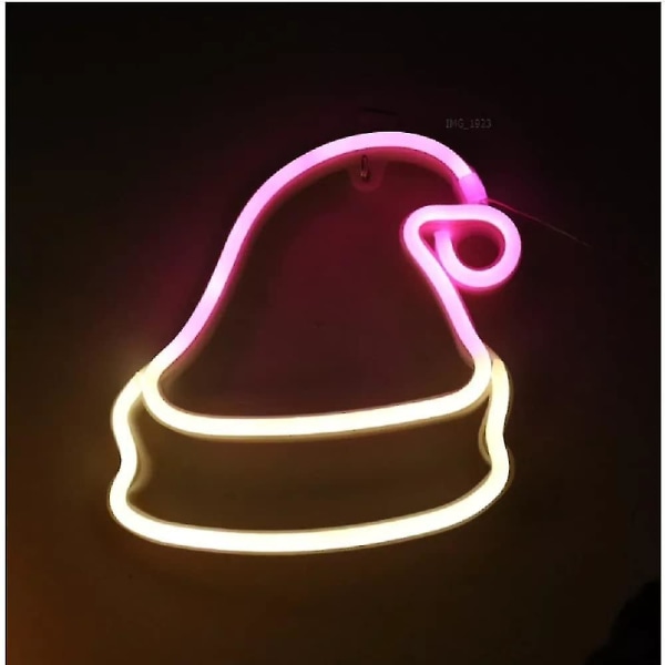 Joulun kaunis neonkyltti Led Joulupukin hattu Neonvalot Jouluaaton sisustusvalot USB-virtalähteellä makuuhuoneen seinäkoristeisiin (ei paristoa) 1kpl