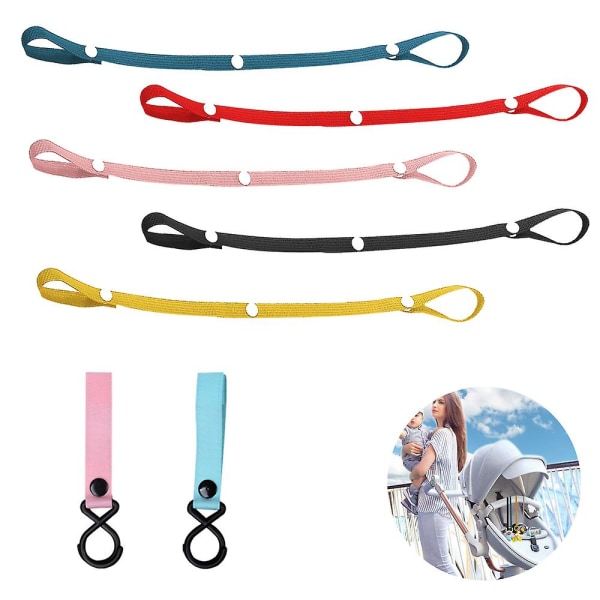 5 Pieces Of Baby Toy Fixed Carrying Strap, Seat Cart Toy Lanyard Tether, Pacifier Chain, With 2 Velcro Cart Hooks