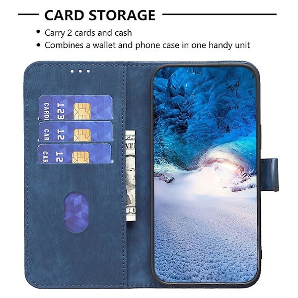 Mobiltelefonskal i rutiga, präglad läder för Samsung Galaxy S24+ 5g Blue