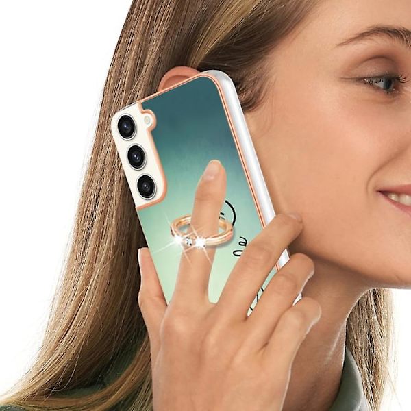 Samsung Galaxy S22+ 5g:lle sähköpinnoitettu, kaksipuolinen Imd-matkapuhelinkotelo rengaspidikkeellä Smile