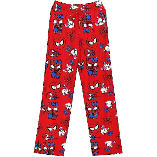 Cartoontryckta Pyjamasbyxor Avslappnade Sovkläder Loungewear Byxor Underdelar för Kvinnor Tonåringar Flickor Red Kitty03 2XL