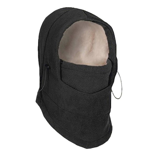 Vinterbalaklava for kvinner med integrert skjerf, tykk varm polarfleece, dobbeltlags vindtett, justerbar, full beskyttelse, utendørs reise, kaldt vær, sykling Black