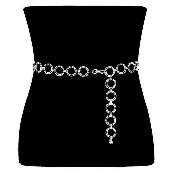 Kedjebälten för kvinnor Es Layer Metallmidja 150cm(59Inch) silver