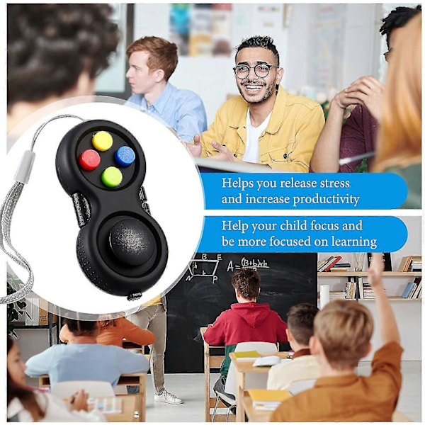 Fidget-tyyny Fidget-ohjain Stressireduktori Peli Fidget-ohjain Stressi Fidget-tyyny Musta Fidget-kämmentyyny Kumipinnoitettu Fidget-ohjain Vapauttamiseen