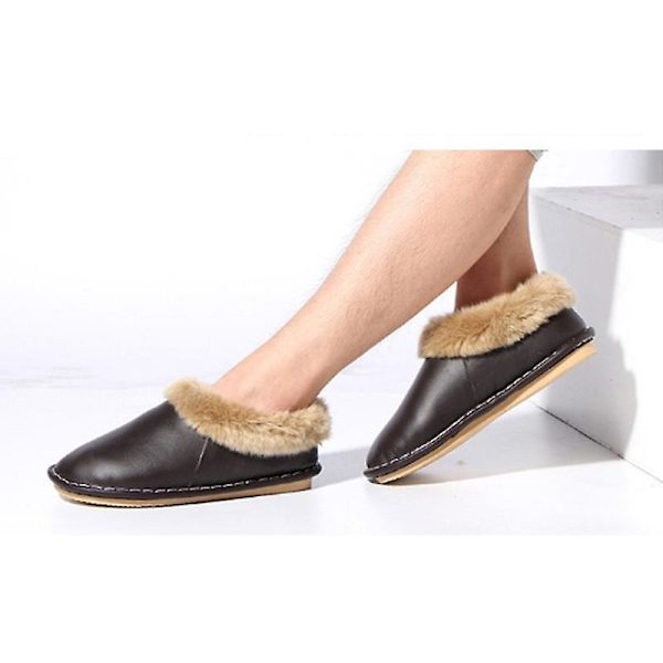 Naisten talviset lumikengät: Nilkkurit, helppokäyttöiset, lämpimät, turkilla vuoratut, mukavat, vedenpitävät, litteät, tukevat, rennot saappaat BROWN SIZE 29 MEN