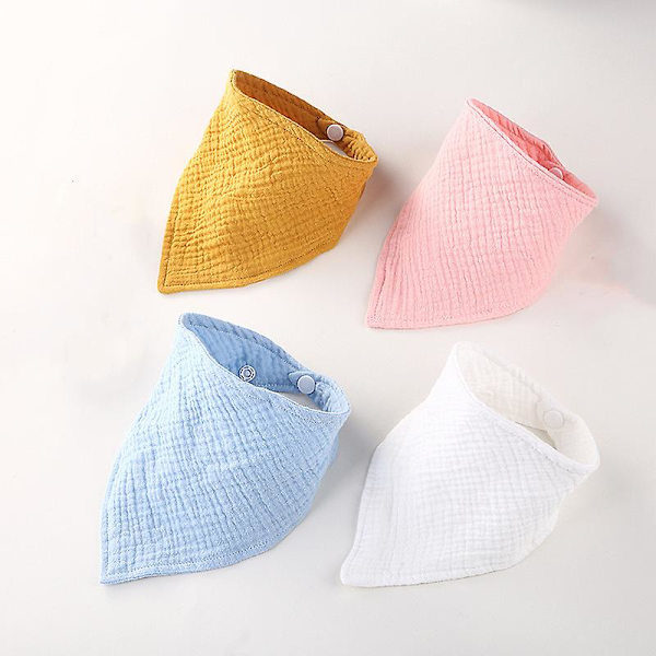 4 stk. Baby Dribble Bibs, Dobbelt Lag, blødt og Absorberende Håndklæde Savlesmæk med 2 Justerbare Trykknapper til Baby, Småbørn