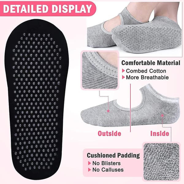 Yogasockor för Kvinnor Halksäkra Sockor, 6 Par Acsergery Present Klibbiga Sockor Med